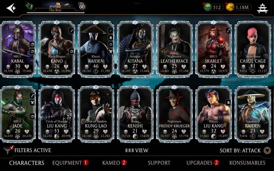 Game account sale Mortal Kombat X Mobile Game account sale Mortal Kombat X Mobile